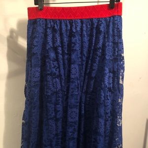 LuLaRoe blue lace skirt